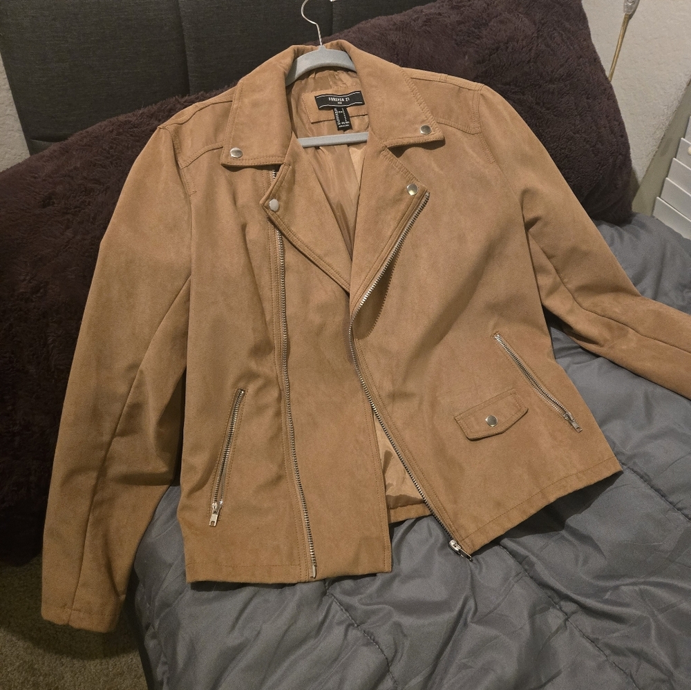 Suede camel biker Jacket Sz Small